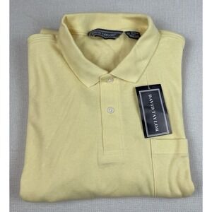 David Taylor Mens Yellow Polo Shirt  Preppy Weekend Size Large Cotton Blend‎ NWT